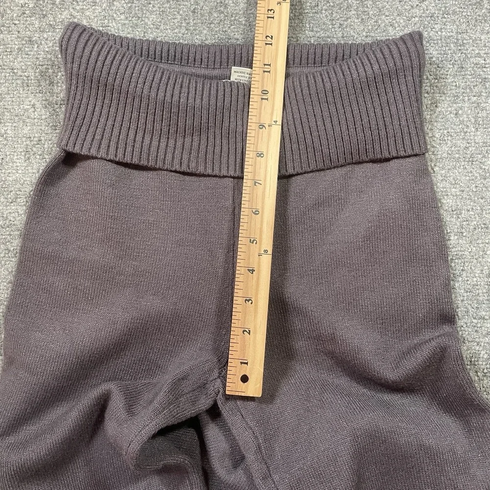 Faded Rose Cable Knit Flared Sweatpants Gray Elastic Waist Women's M